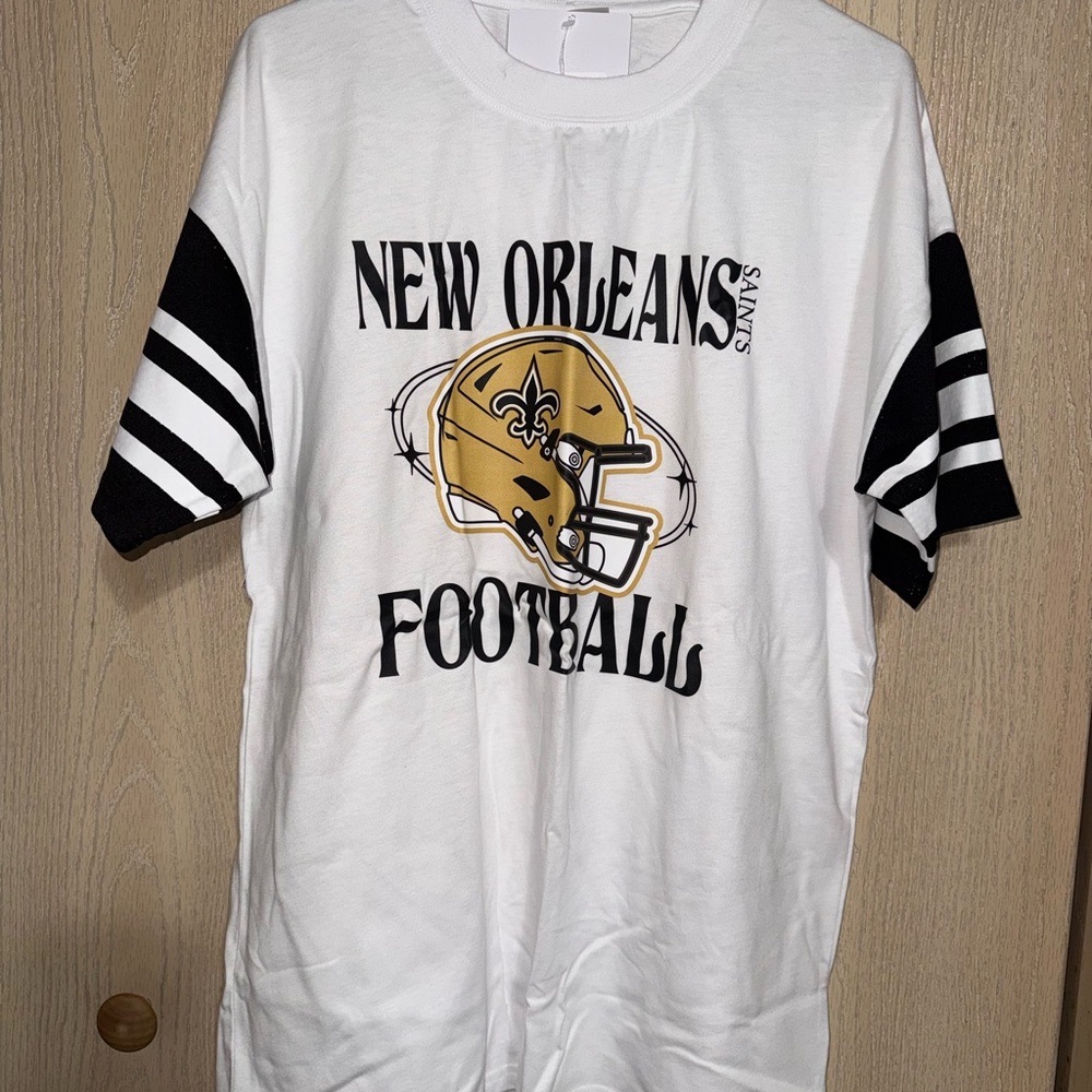 New Orleans Saints White and Black Short Sleeve Tee